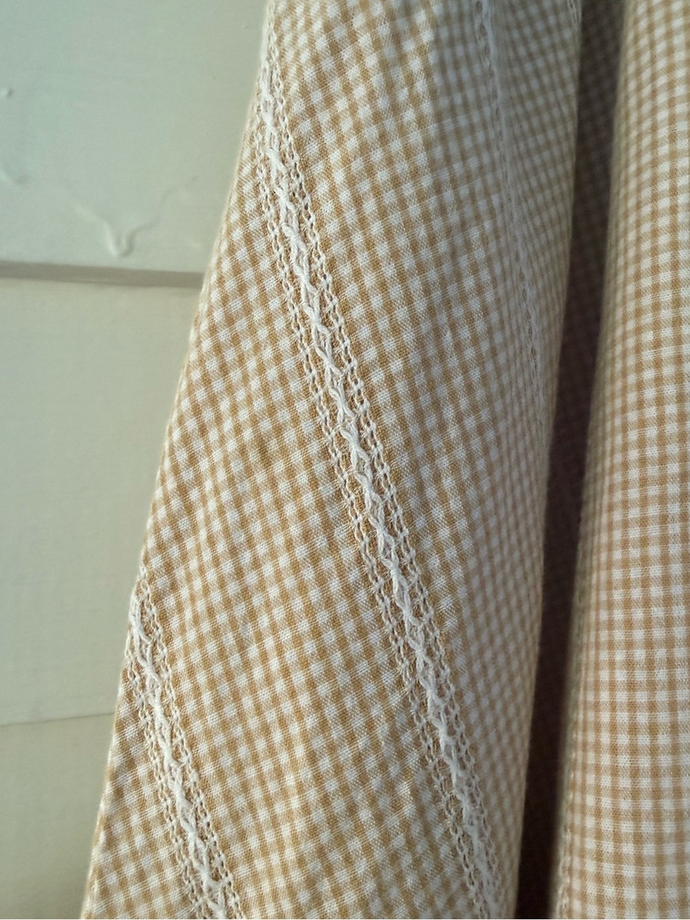 Earth Music & Ecology | Cottagecore Gingham Midi Skirt Beige Free Size - Picture 10 of 10